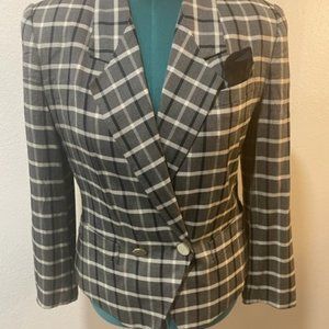Sasson Vintage 80s Double-Breasted Black and Beige Blazer/Jacket Size 12